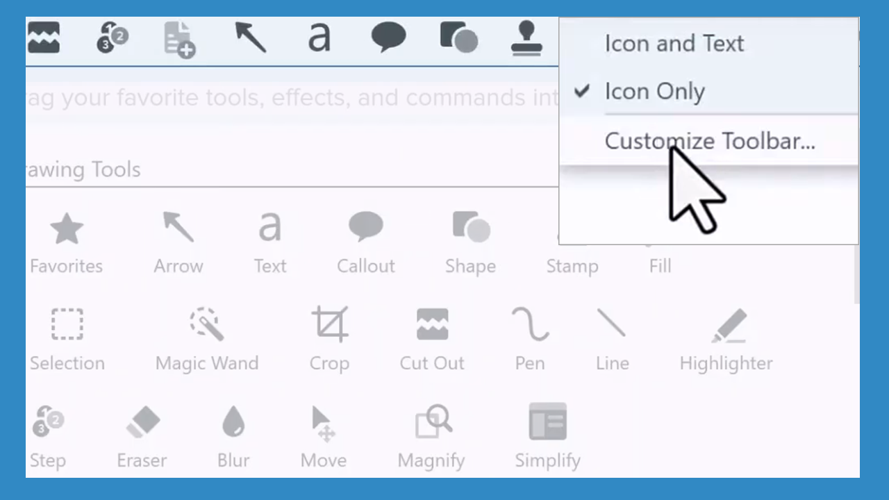 Snagit ツールバーをカスタマイズする