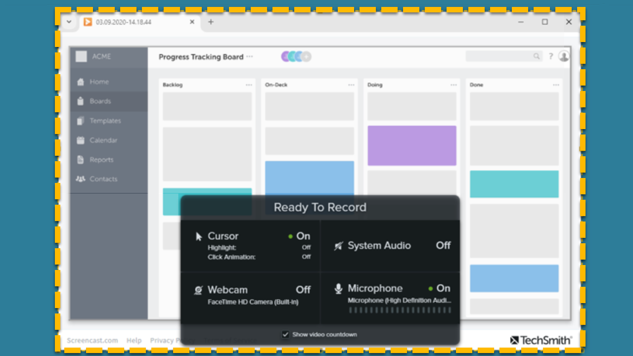 Snagit でビデオを録画する