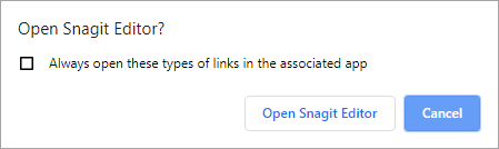 「Snagit Editor で開く」メッセージ