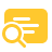 yellow magnifying glass in front of page with text