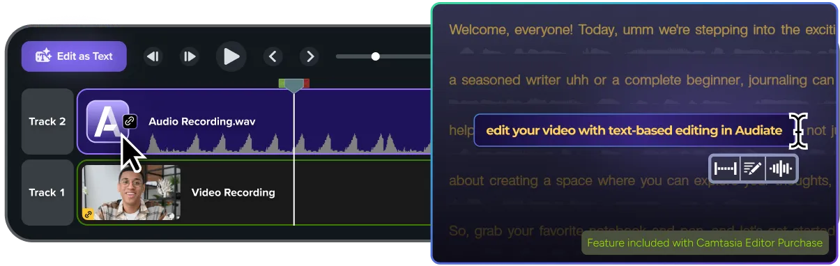 Camtasia Audiate – AI によるオーディオおよびビデオ編集 | TechSmith