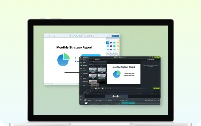 [検索] と Windows アイコンの横に Camtasia と Audiate のアイコンが配置されている